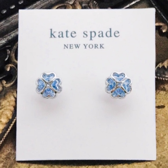 KATE SPADE • Silver Something Sparkly Light Sapphire Crystal Earrings - Picture 4 of 4